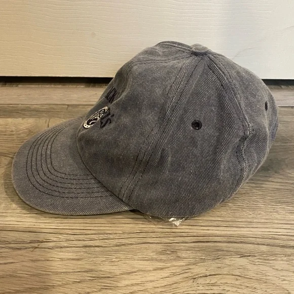 Vintage Jack Daniels Whiskey Denim Blue Tan Hat Adjustable Shallow Made in USA - Picture 3 of 7